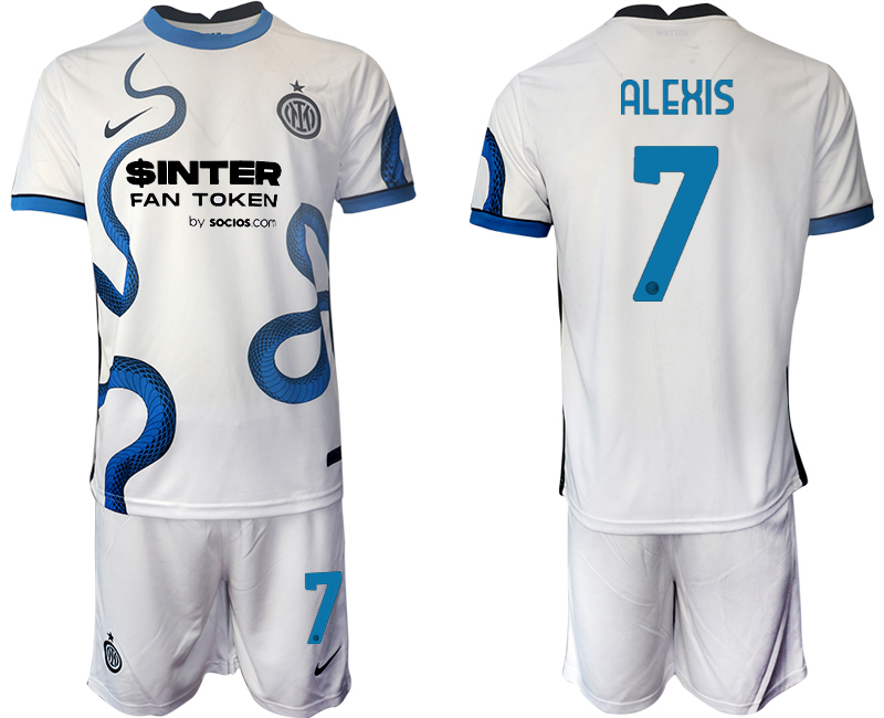 Men 2021-2022 Club Inter Milan away white #7 Soccer Jersey->inter milan jersey->Soccer Club Jersey